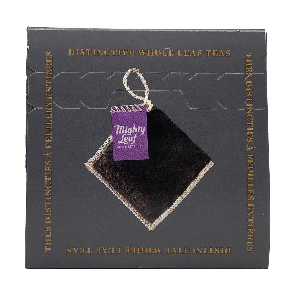 Mighty Leaf loose black tea leaves texture demonstrating robust, malty body and brisk finish