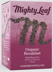 Mighty Leaf front packaging showing 15 teas with bold morning flavor