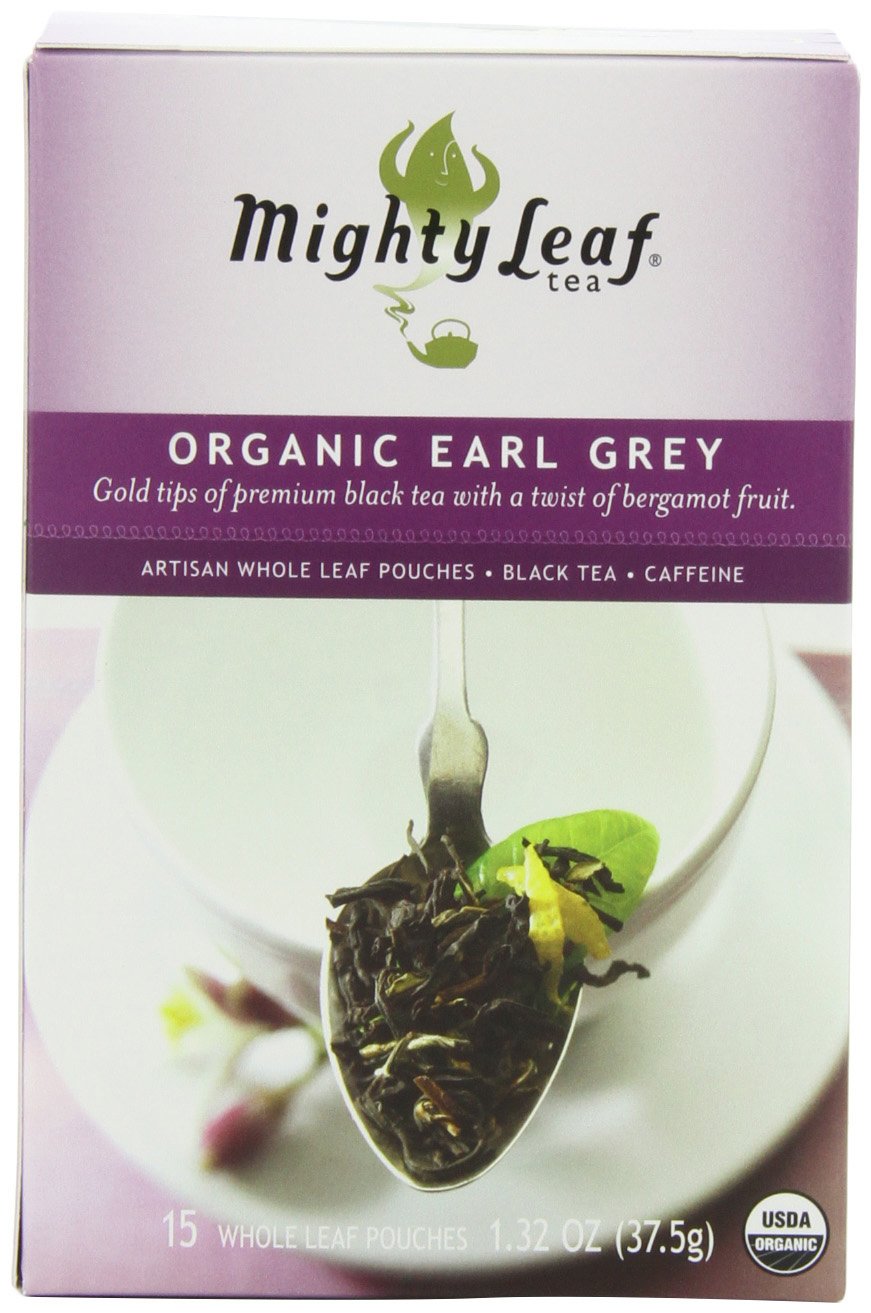 Mighty Leaf pyramid pouch close-up revealing whole-leaf expansion for fuller flavor