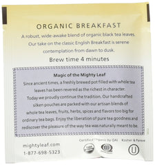 Mighty Leaf pyramid pouch close-up displaying whole-leaf infusion potential and aroma