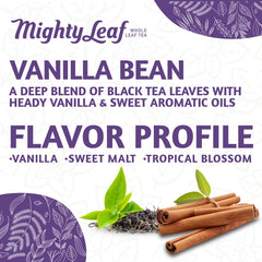 Mighty Leaf brewed cup showing rich color and vanilla-scented steam