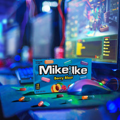 MIKE AND IKE close-up of candy texture highlighting chewy fruit coating and color