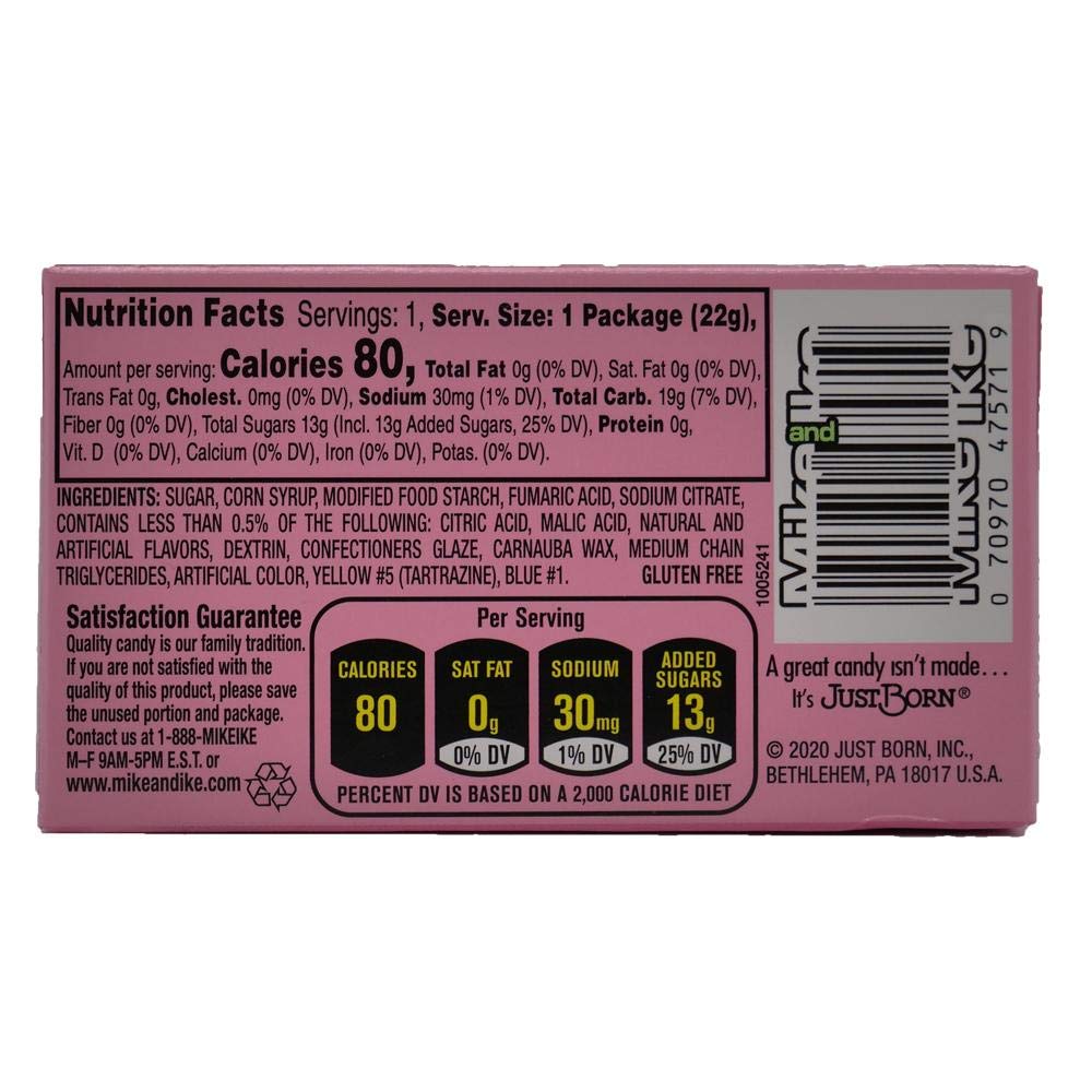 MIKE AND IKE open box with candies spilling out, showing individual box portion convenience