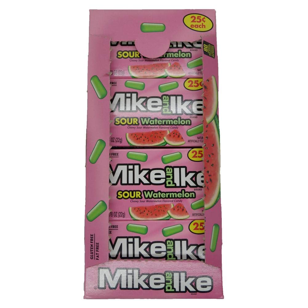 MIKE AND IKE front box showing watermelon flavor and clear branding, ideal for quick grabs