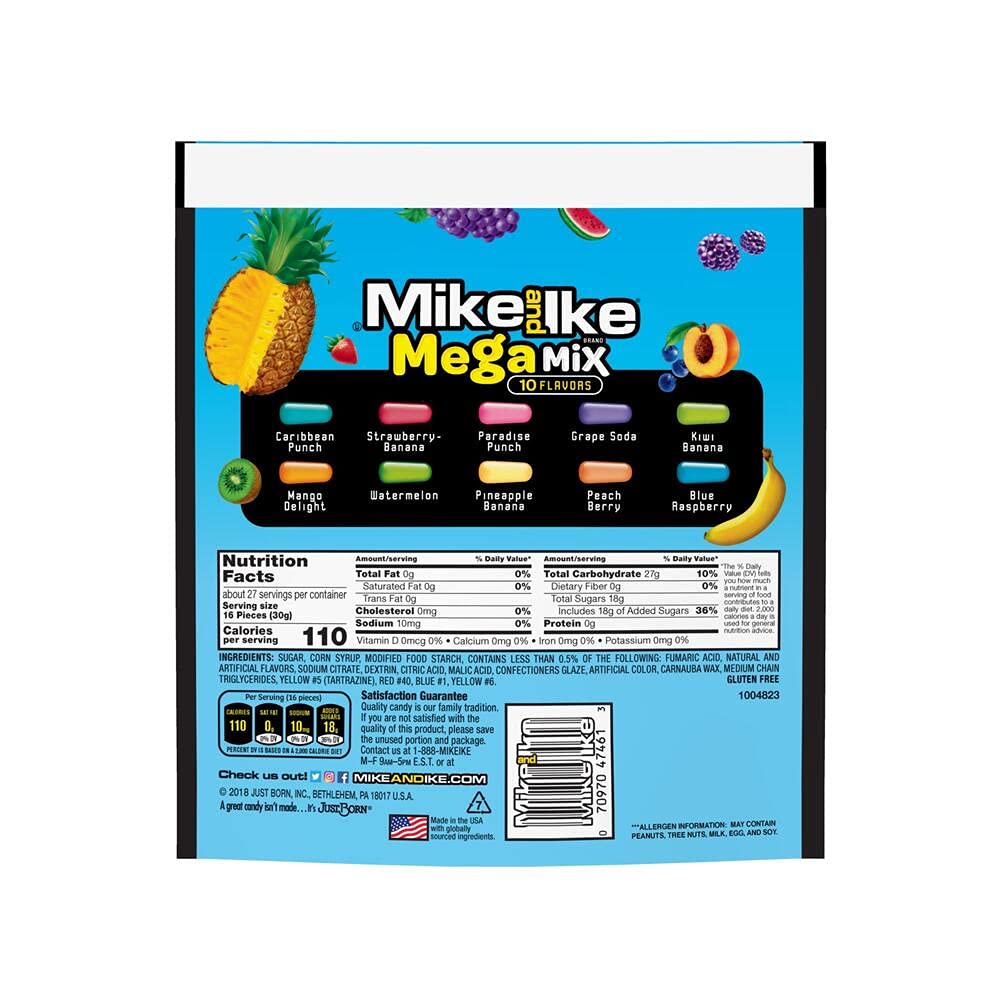MIKE AND IKE close-up candy pieces revealing colorful chewy texture and flavor variety