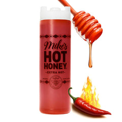Mike's Hot Honey front packaging showing bold label and 24oz size for convenience