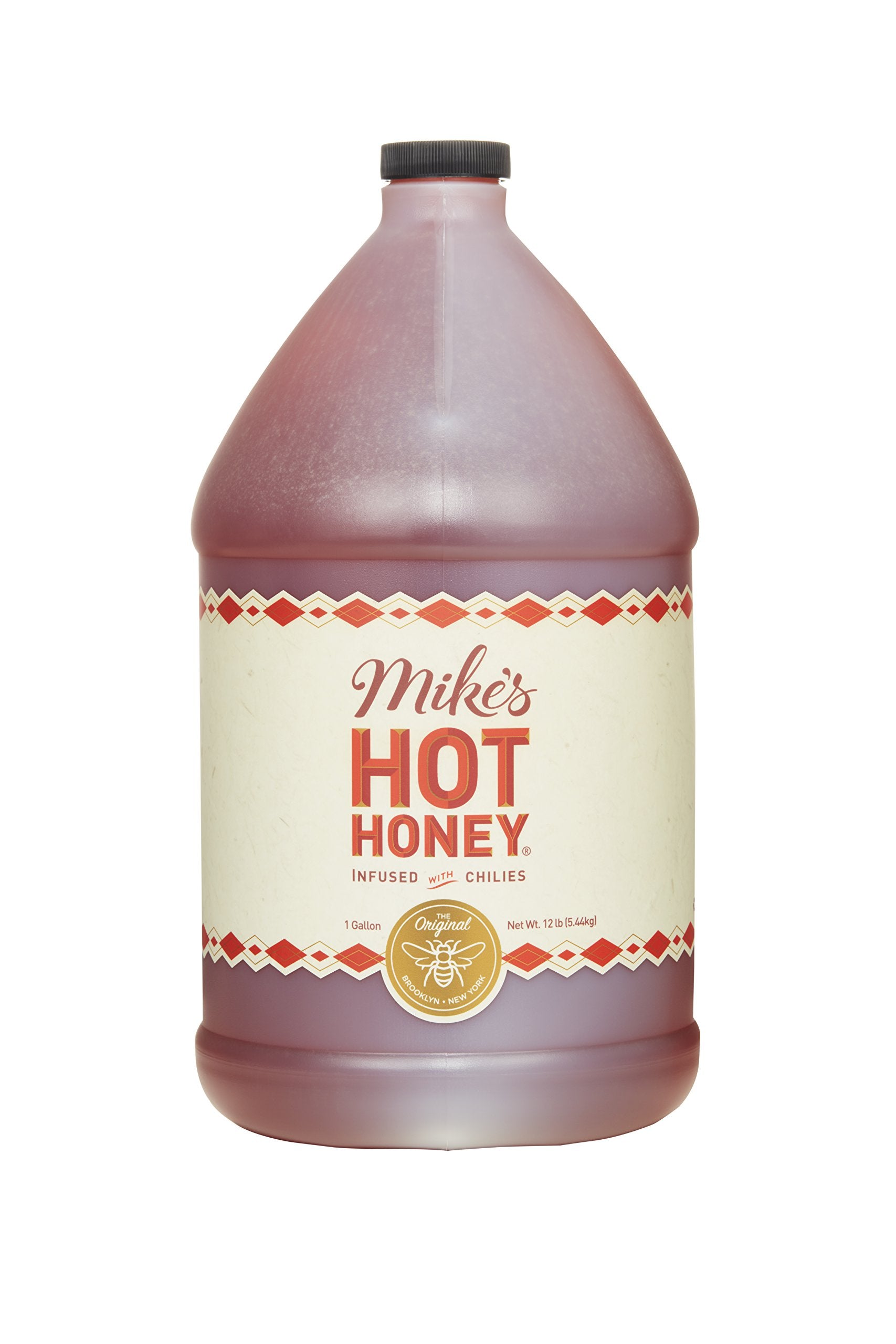 Mike's Hot Honey front jug view showing brand and large foodservice size benefit