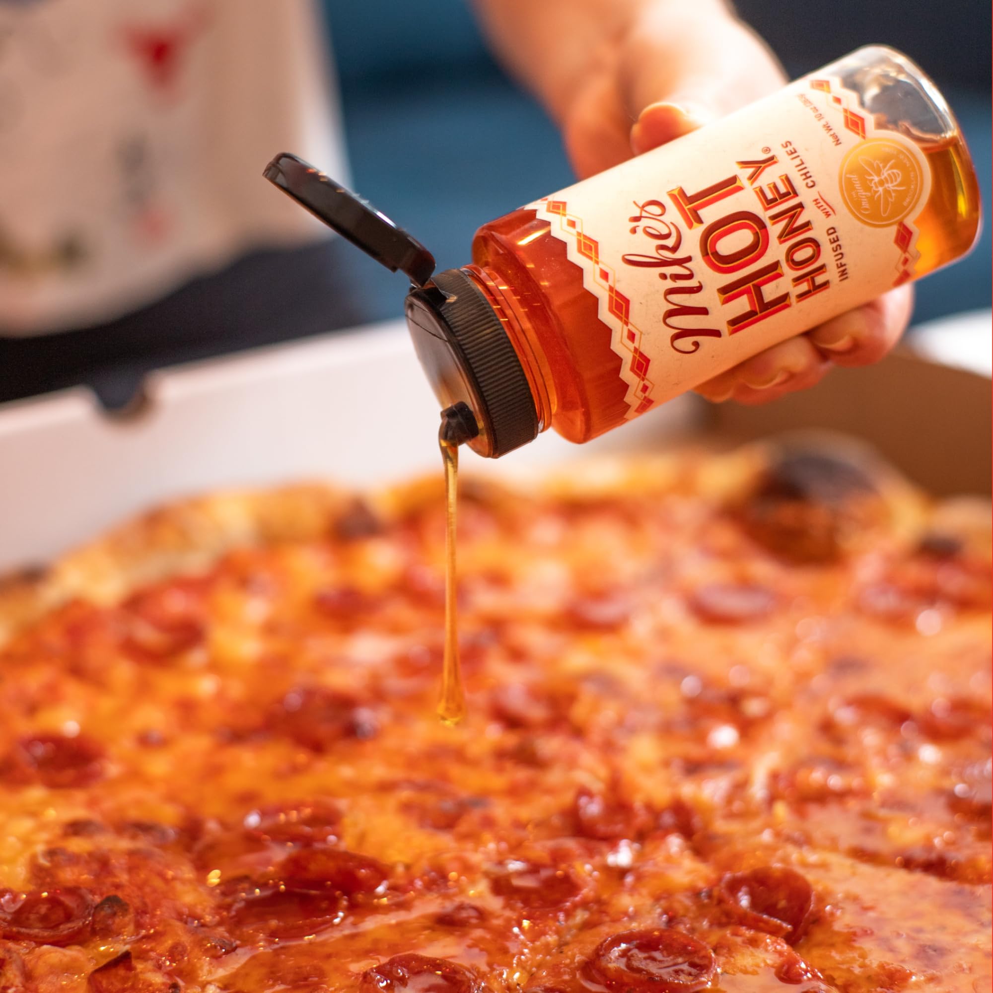 Mike's Hot Honey label ingredient list highlighting pure honey and real chilis