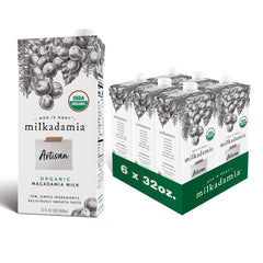 Milkadamia front packaging showing organic artisan label and benefits