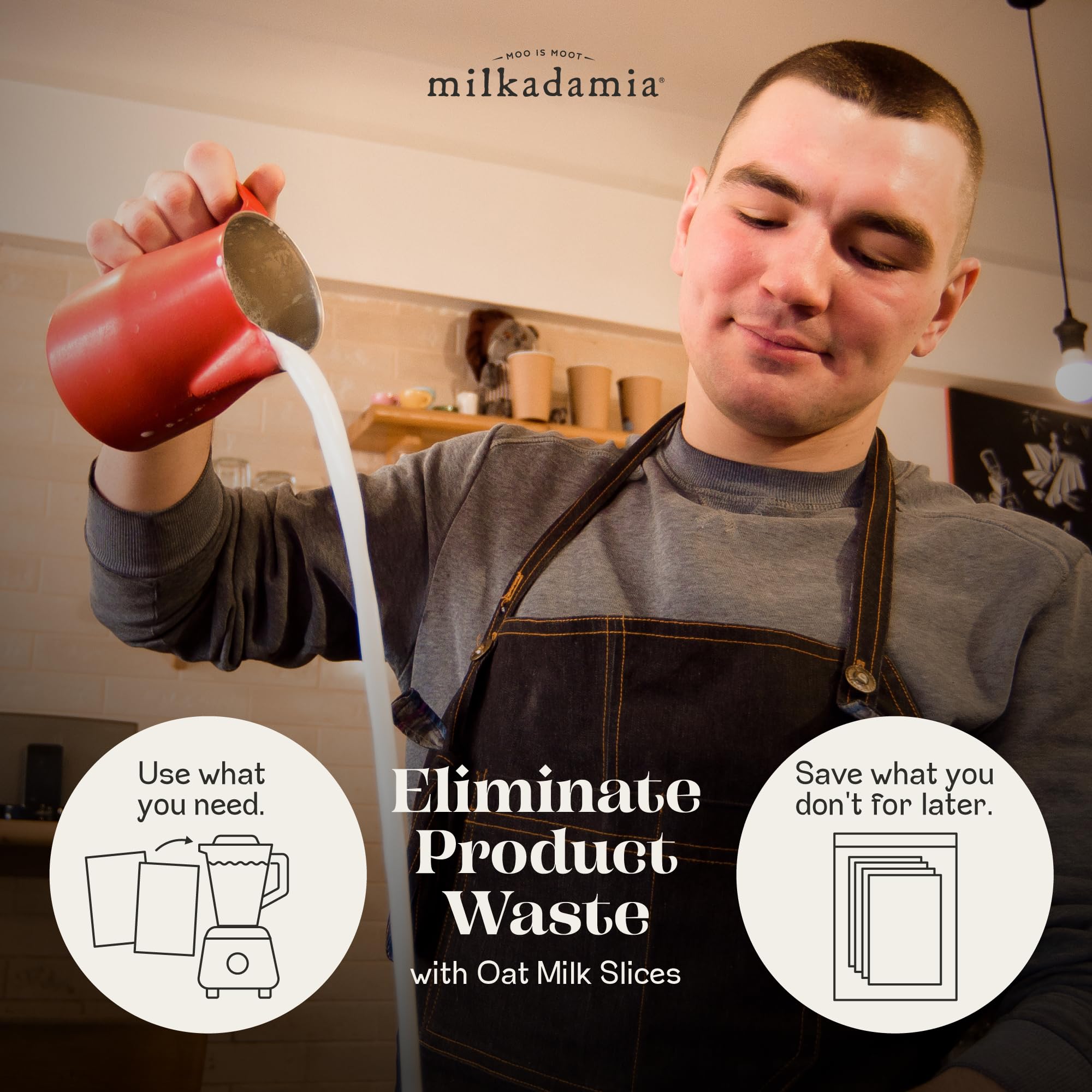 Milkadamia stacked slices in pantry saving fridge space and packaging waste
