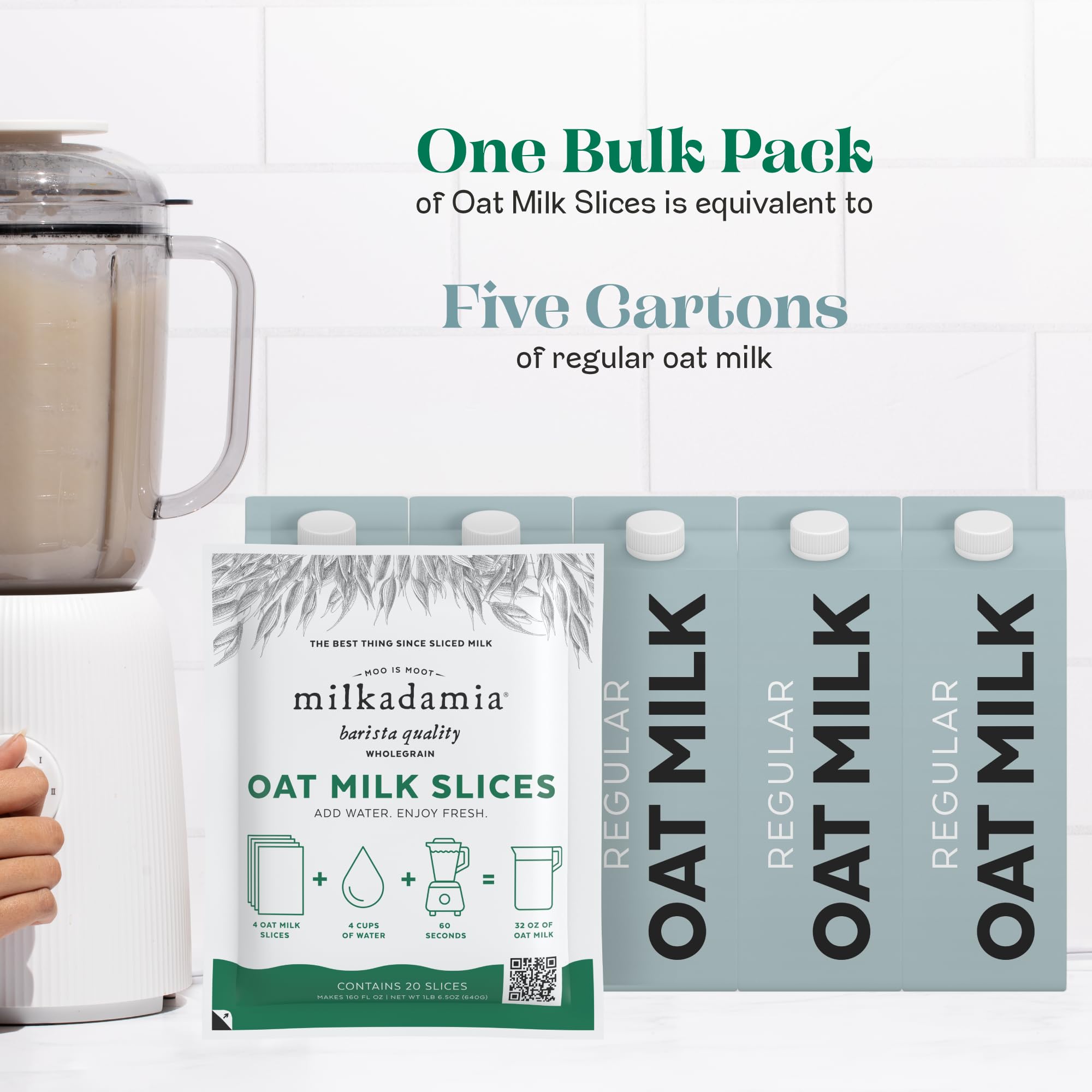 Milkadamia reconstituted oat milk being poured, ready for coffee and cooking