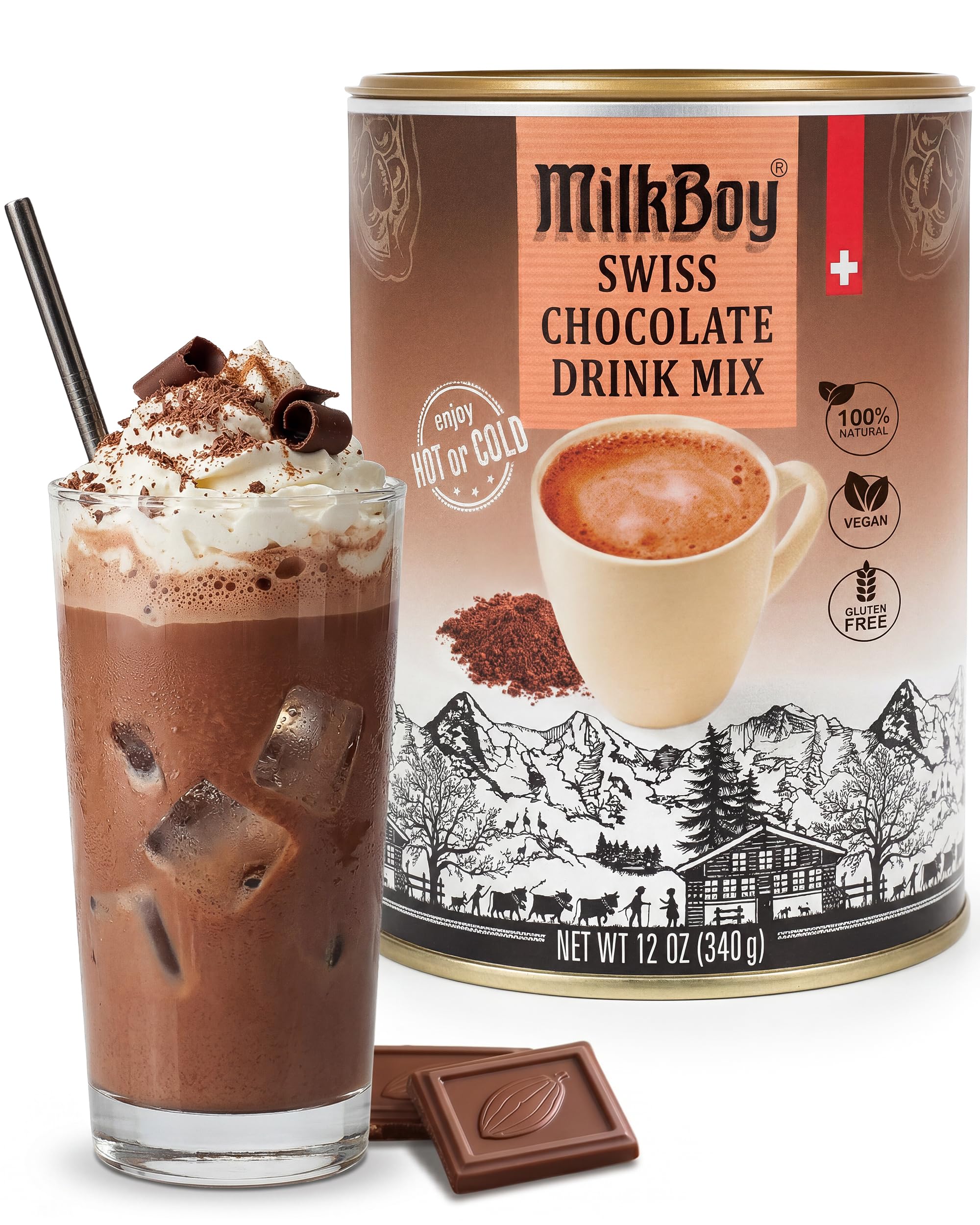 MilkBoy front packaging showing can and brand, highlights dairy free benefit