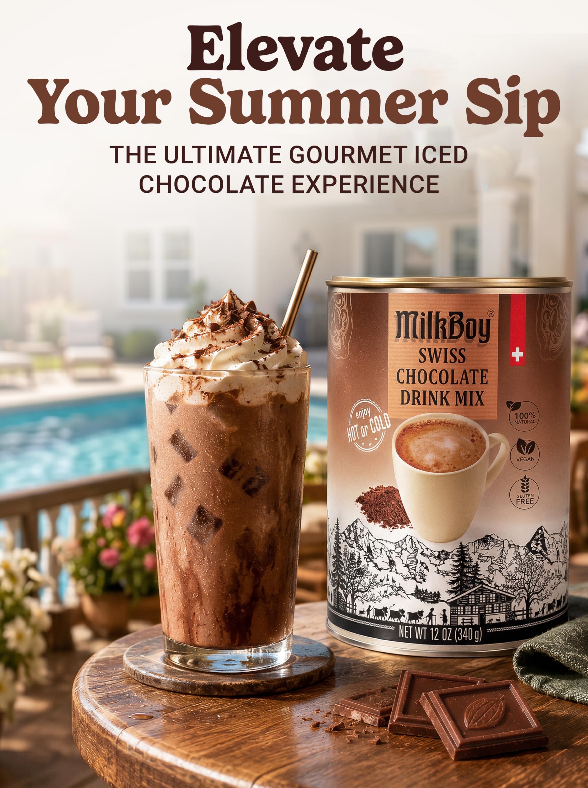 MilkBoy open can with powder inside, demonstrates easy scoopability benefit