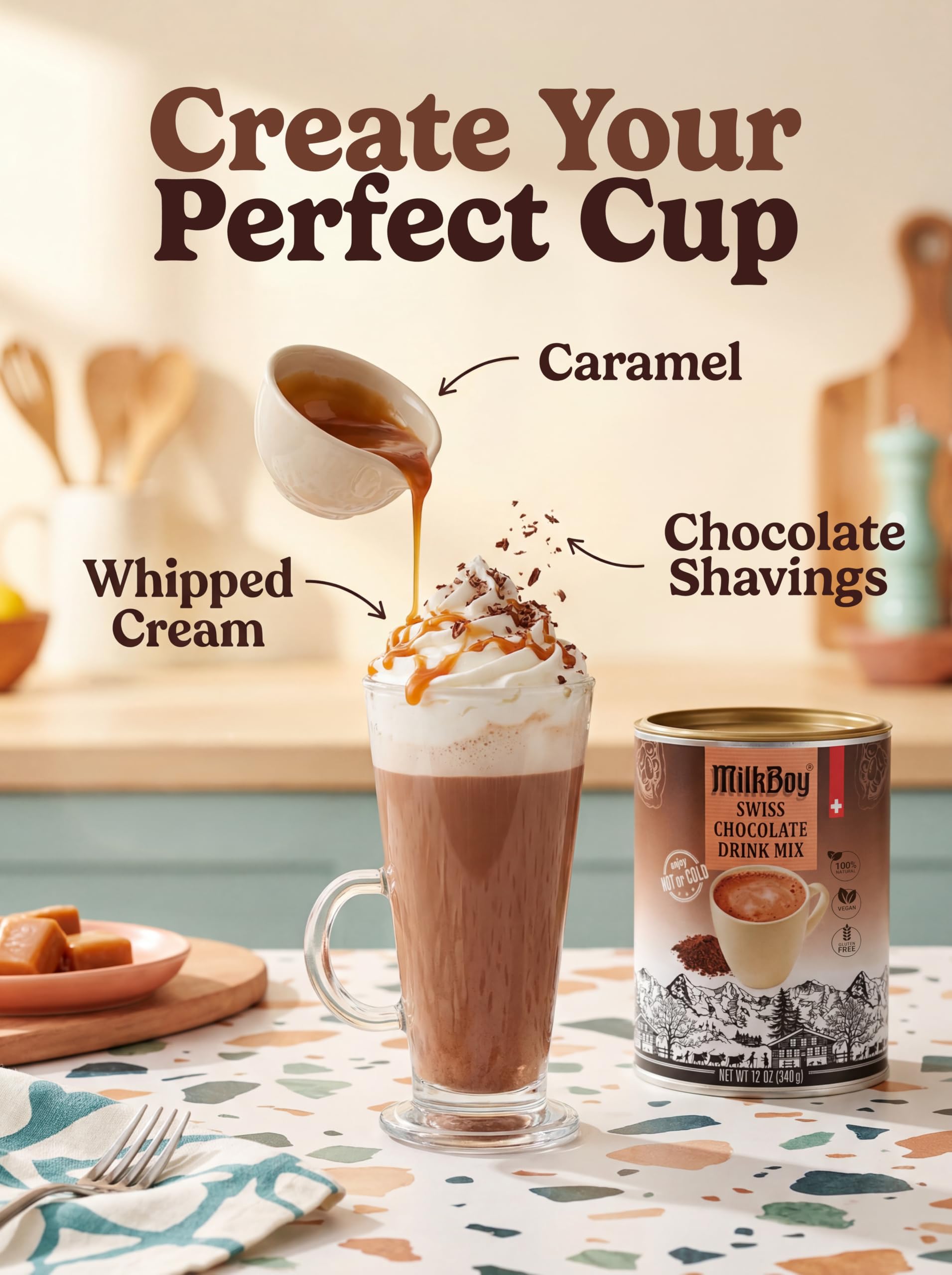 MilkBoy can held in hand for scale, clarifies 12-ounce size benefit