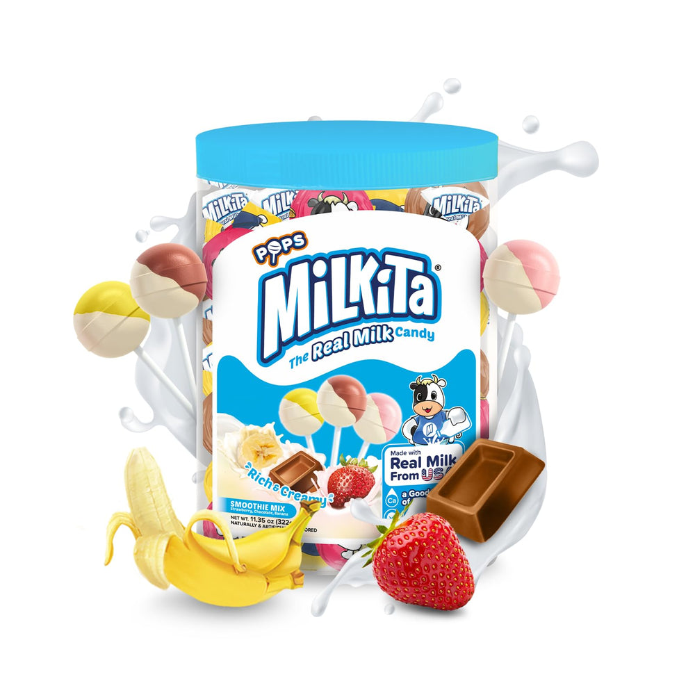 Milkita front of jar showing label and 28-count convenience
