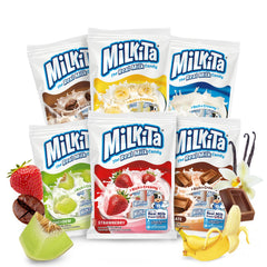 Milkita front packaging shows six-pack and low-sugar benefit