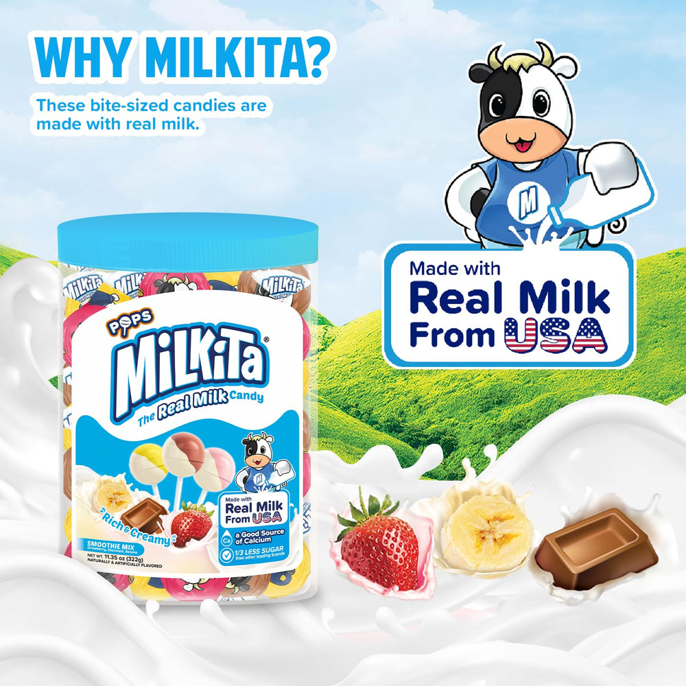 Milkita jar opened with individually wrapped pops for freshness
