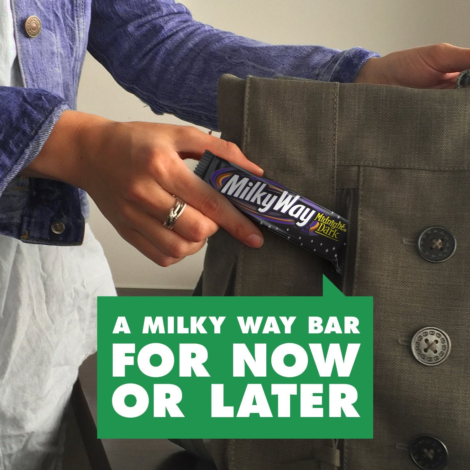 MILKY WAY bar next to coin showing full-size scale for portion clarity