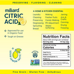 Milliard citric acid measured on spoon for accurate recipe dosing benefit