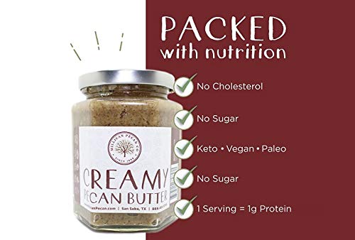 Millican Pecan jar open revealing smooth pecan butter texture and spreadability
