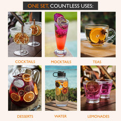 Millin copper cocktail picks arranged with fruit slices demonstrating easy cocktail garnishing