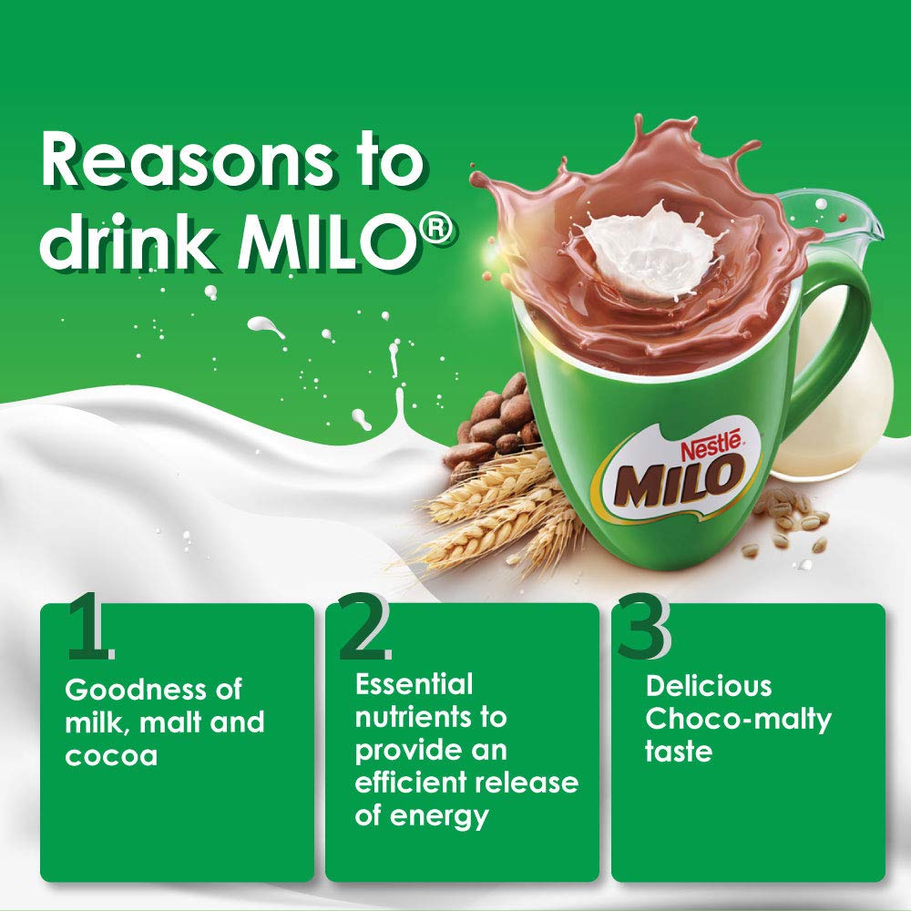 Milo stick sachet close-up displaying brand and tear notch for quick open convenience