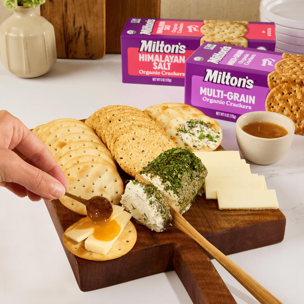 Milton's cracker held in hand to show size and thin crisp benefit