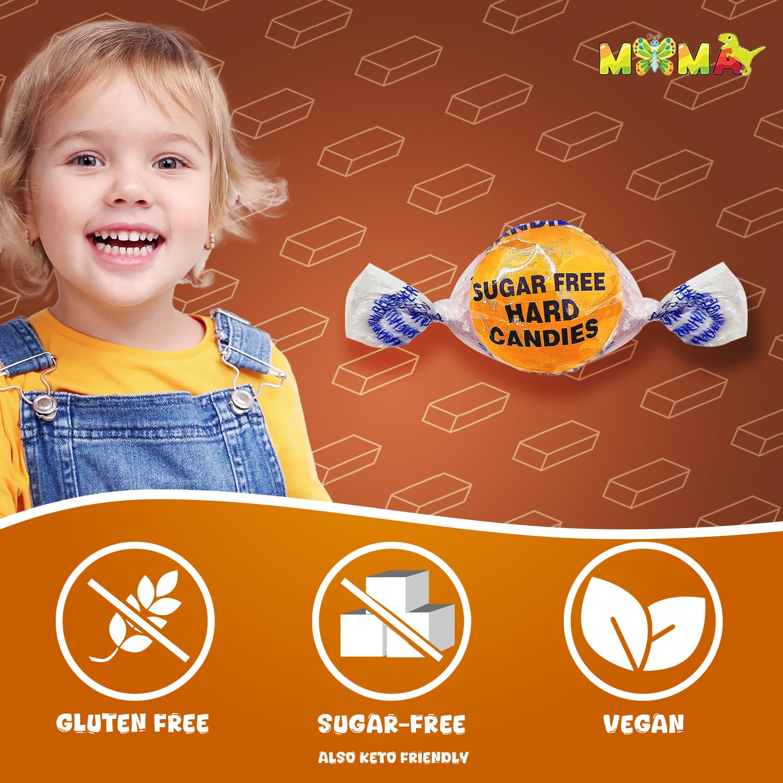 MIMA MIMA individually wrapped butterscotch pieces arranged to show cleanliness and portability