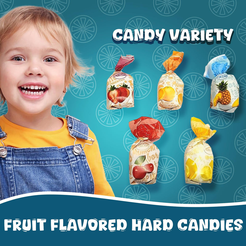 MIMA MIMA pile of individually wrapped fruit hard candies for hygienic sharing