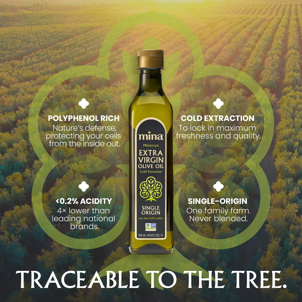 Mina label close-up showing single-origin details and testing info