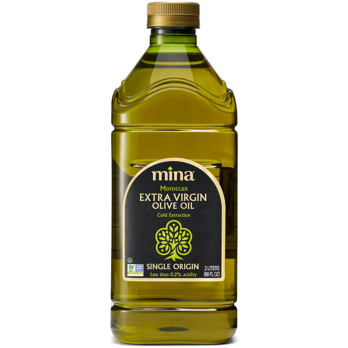Mina front label on 2 L bottle showing brand and clean design benefit