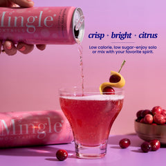Mingle Mocktails slim can profile highlighting portable design and ready-to-drink convenience