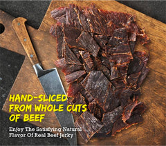 Mingua open bag with jerky pieces visible, easy grab-and-go snack