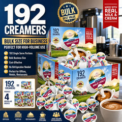 Mini Moo single creamer pod top view highlighting peel tab and portability