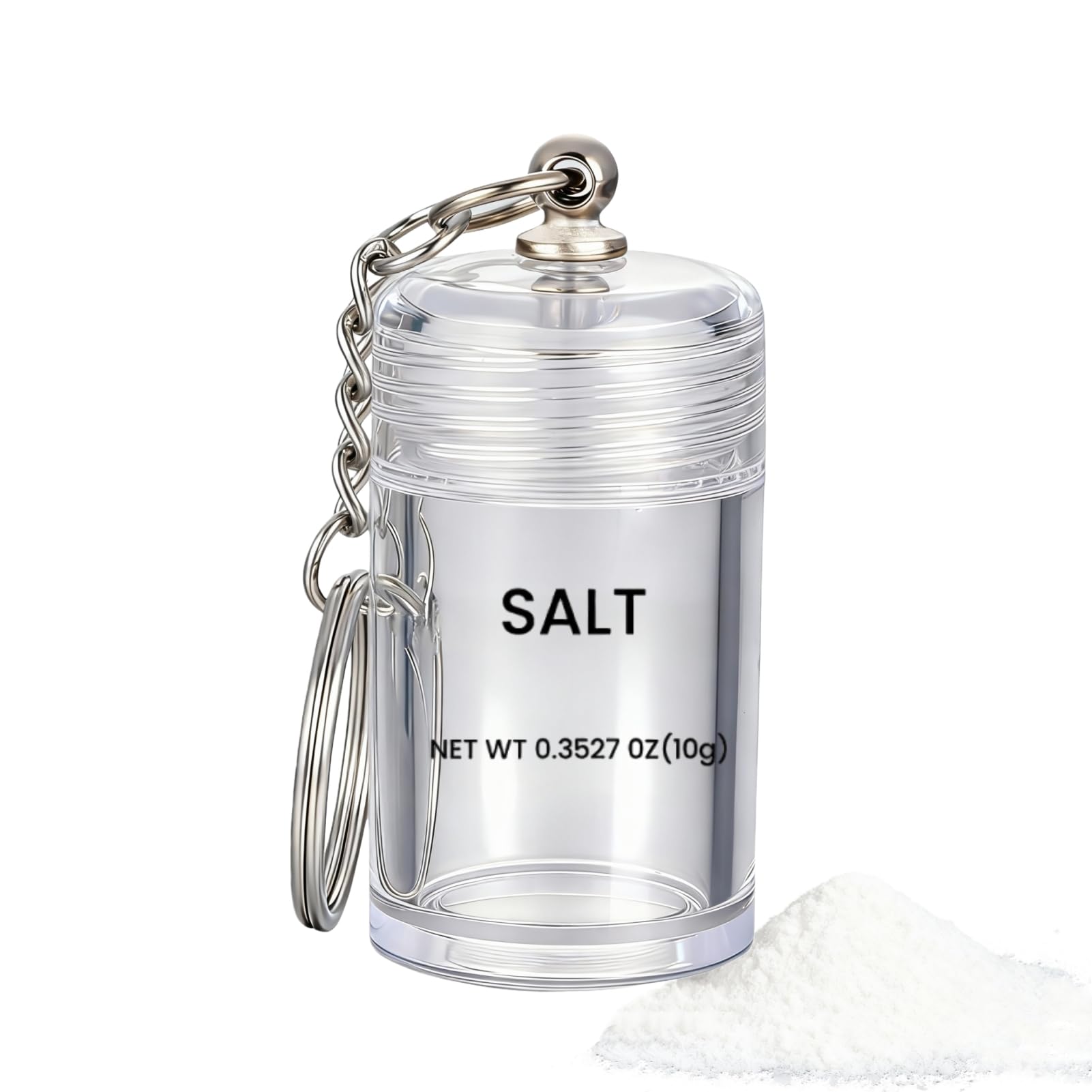 Generic mini salt keychain front view showing compact design and easy access