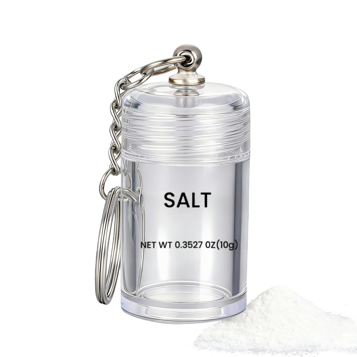 Generic mini salt keychain front view showing compact design and easy access