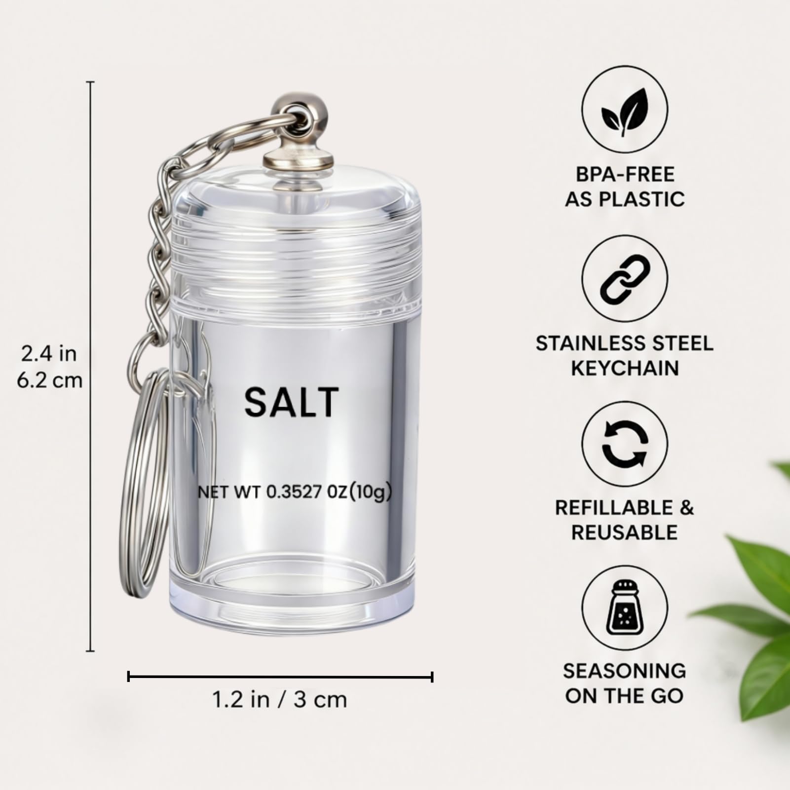 Generic mini salt keychain at picnic demonstrating outdoor meal seasoning benefit