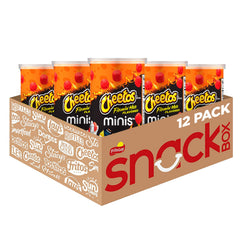 Minis brand Cheetos Flamin' Hot front canister showing label and size, convenient portability