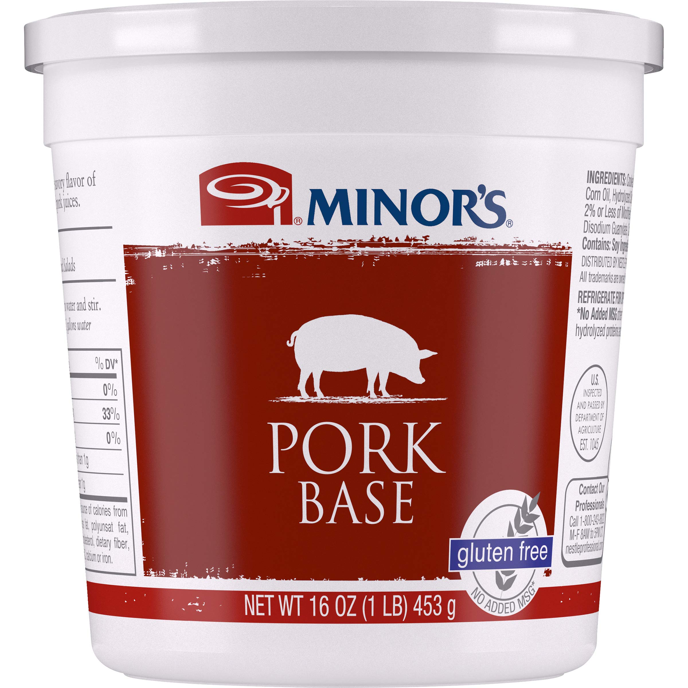 MINOR'S front packaging of pork base showing label and jar for easy identification