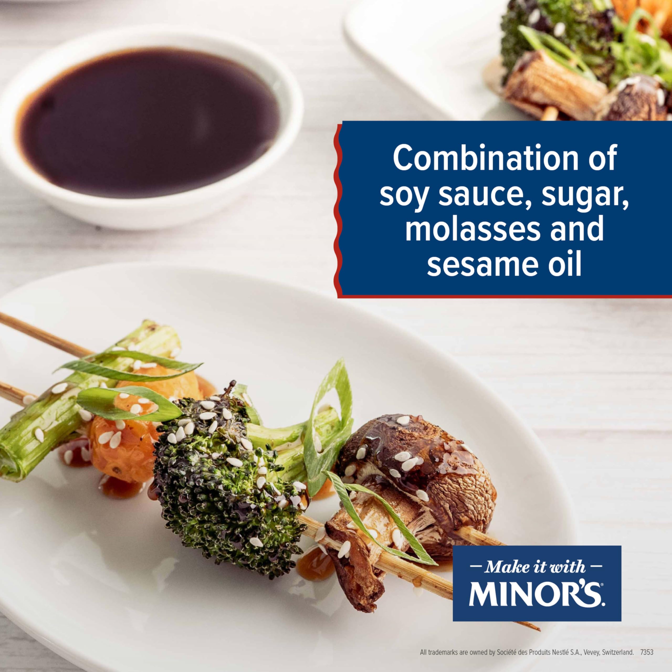 MINOR'S pouring teriyaki sauce close-up highlighting smooth texture and even coating