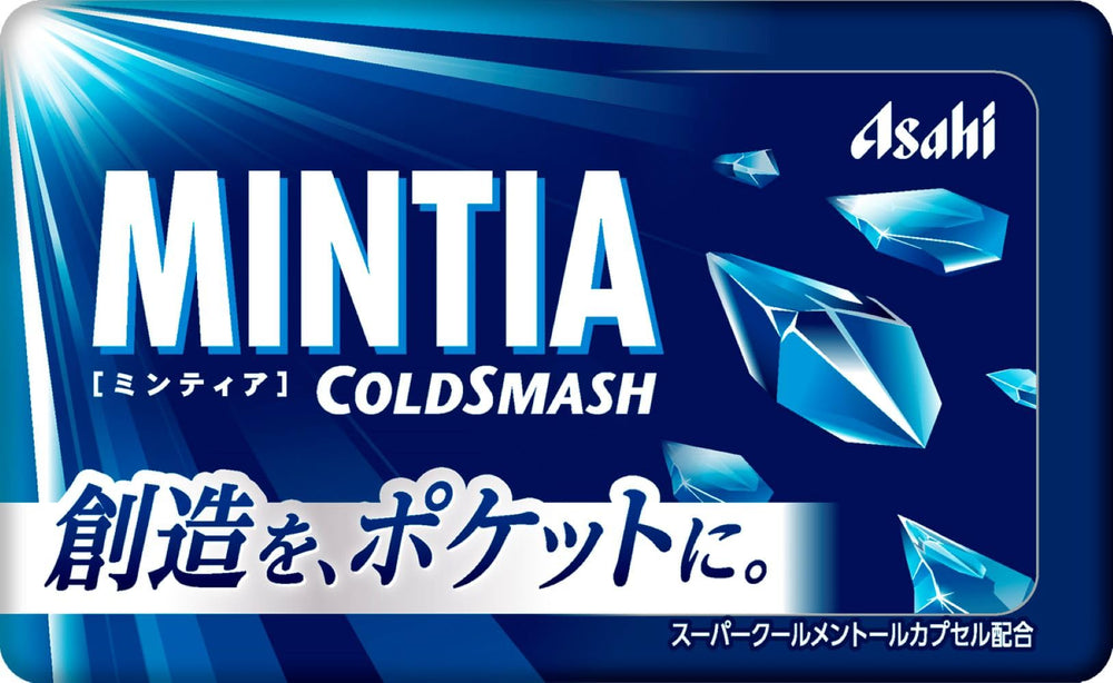 Mintia Cold Smash front packaging showing compact tin and bold mint branding for portability