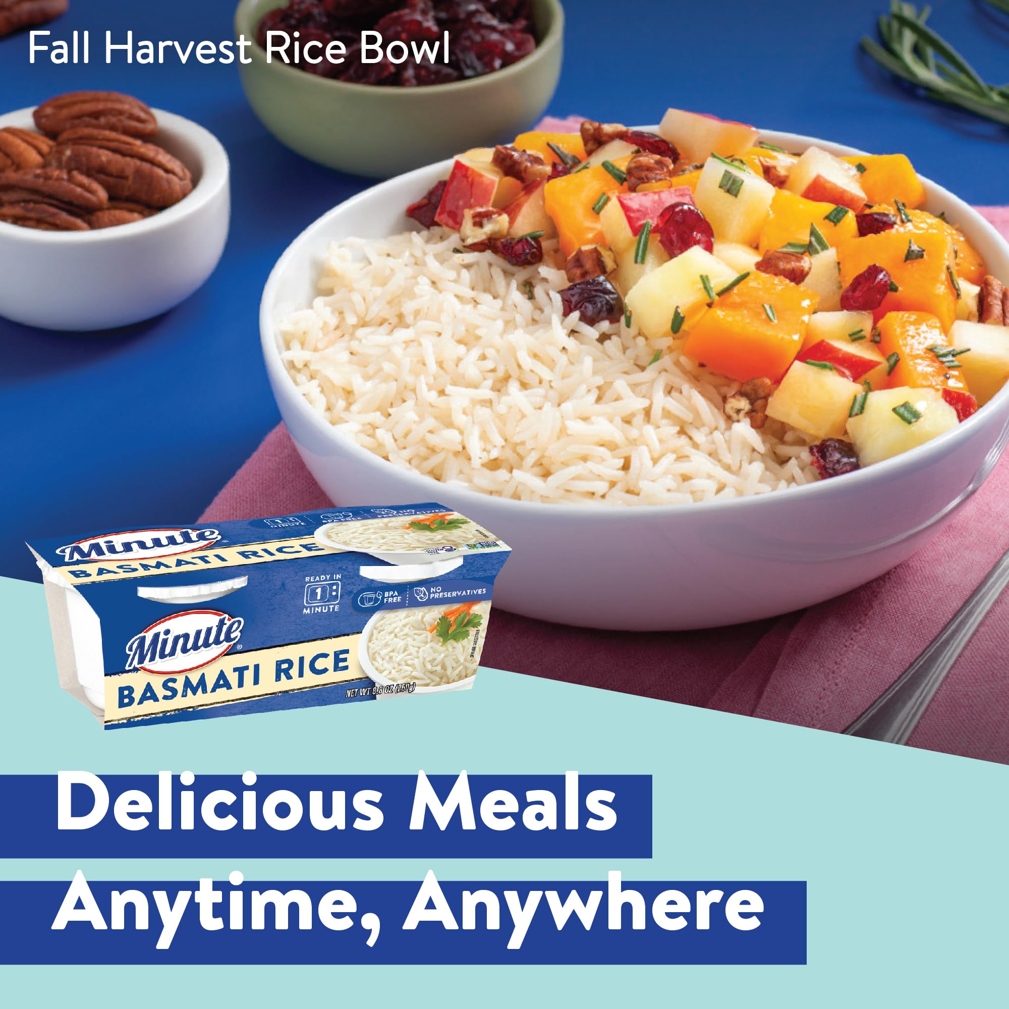 Minute basmati rice served with curry bowl illustrating versatile meal pairing