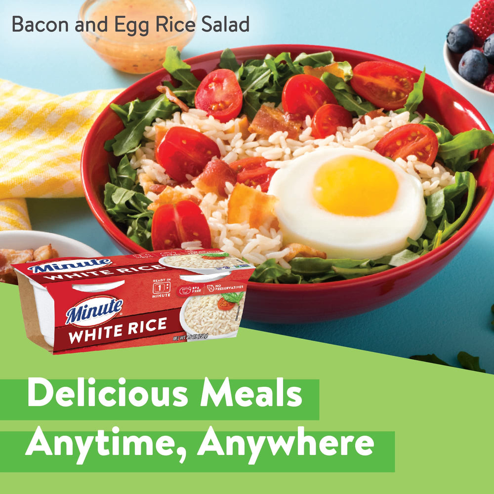 Minute hand holding rice cup to show single-serve portion size