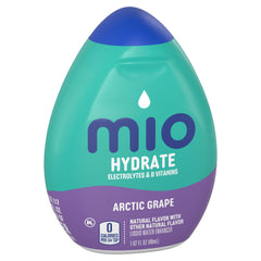 MiO Arctic Grape bottle held in hand to show portable size and convenience