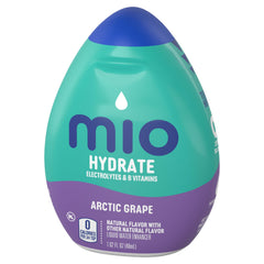 MiO Arctic Grape close-up of drops falling into water highlighting concentrated flavor