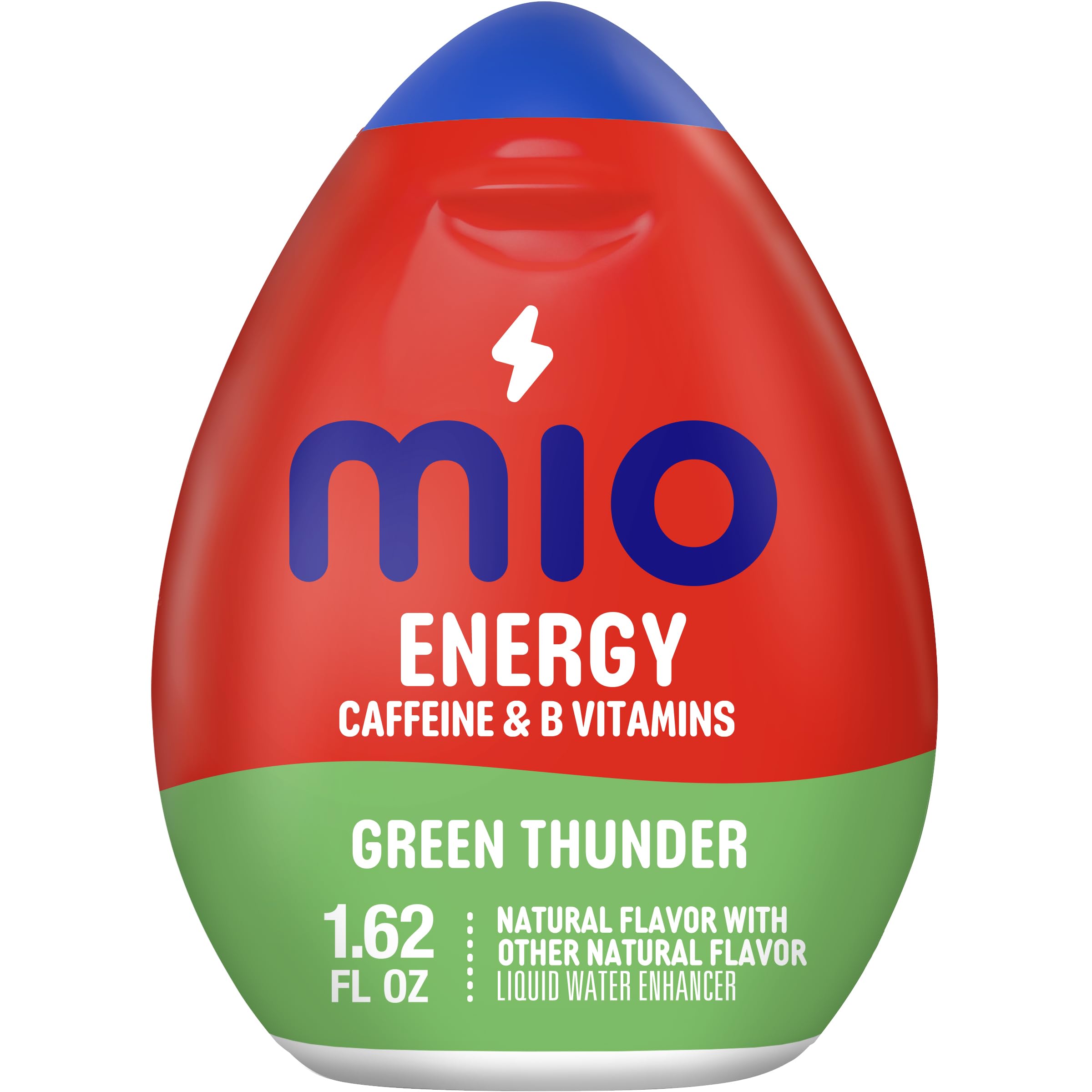 Mio bottles lined up displaying Green Thunder Black Cherry Orange Tangerine Fruit Punch Mango Peach