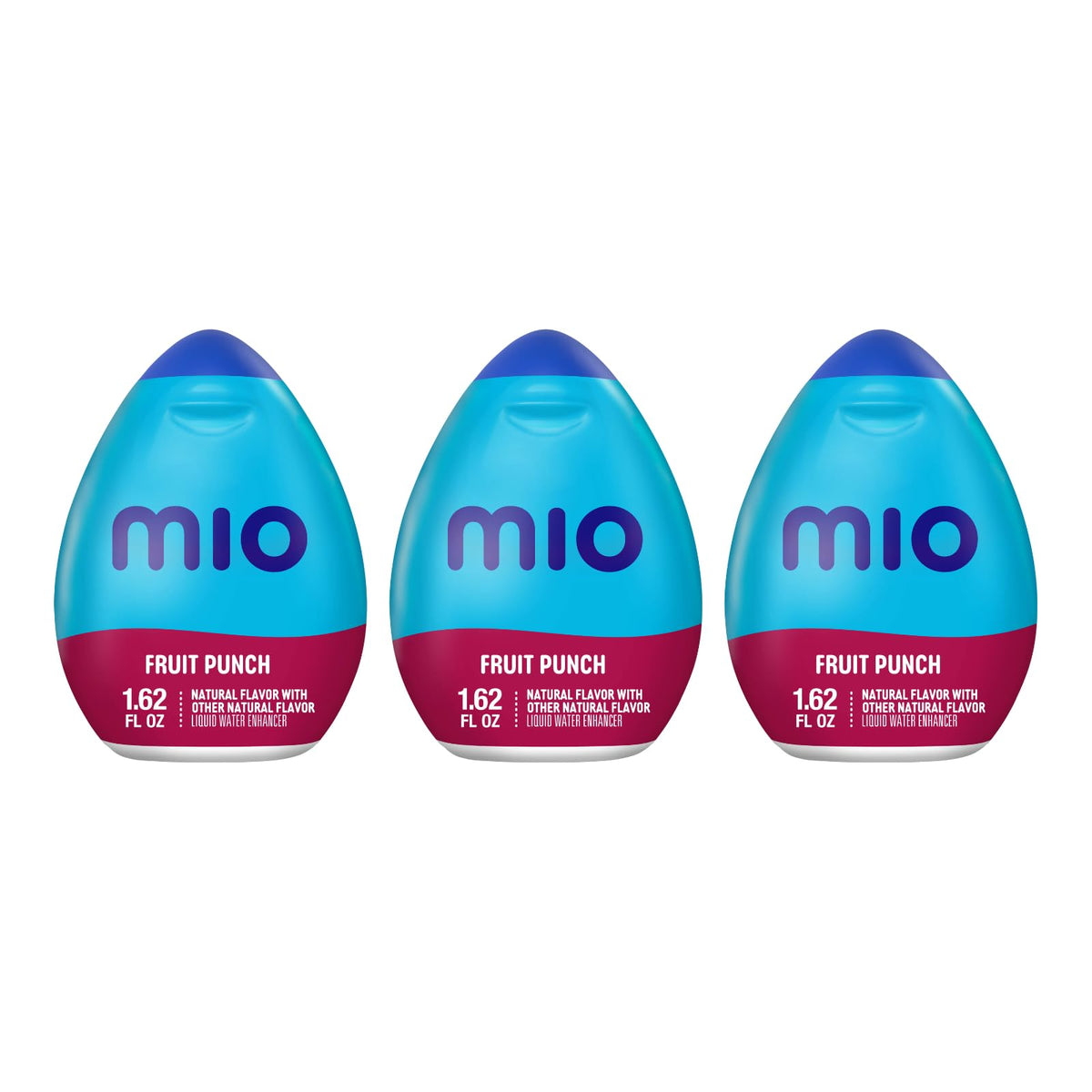 MiO front packaging showing three bottles and bold fruit punch flavor boost