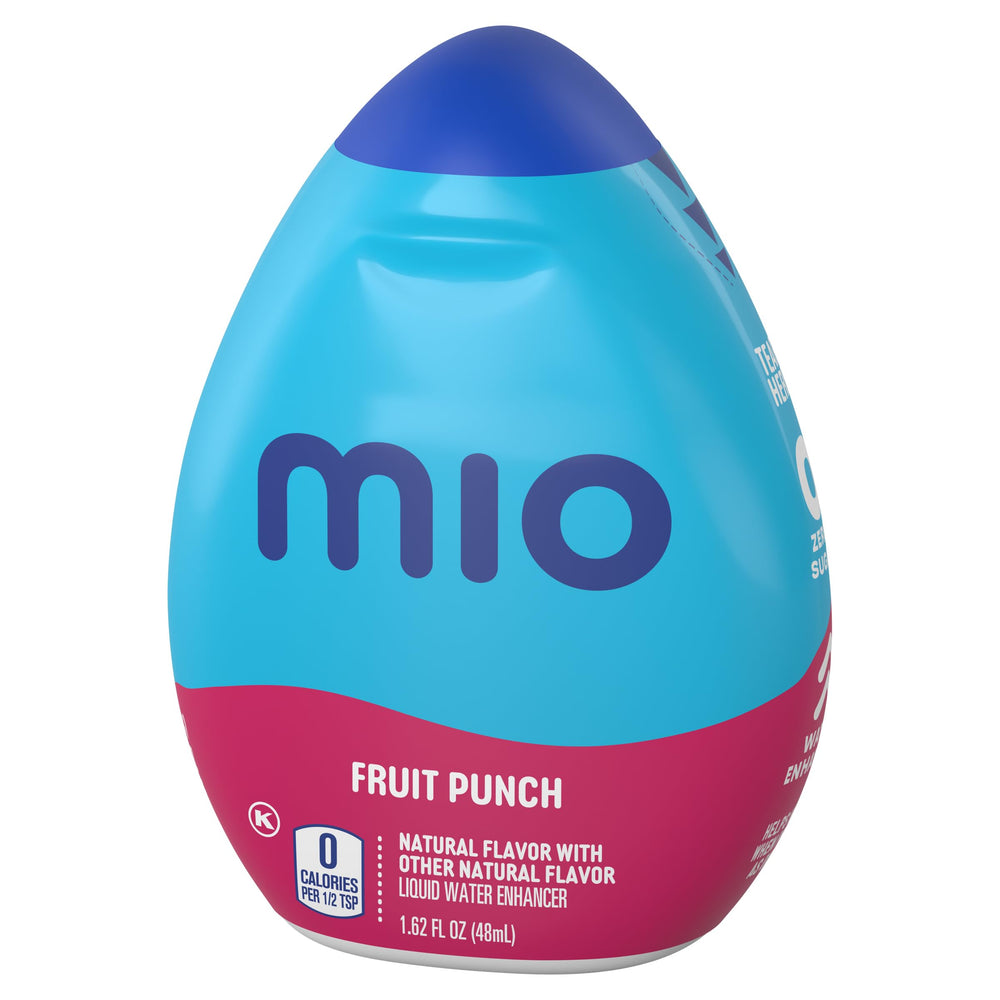 Side label of MiO fruit punch bottle showing ingredient and usage info