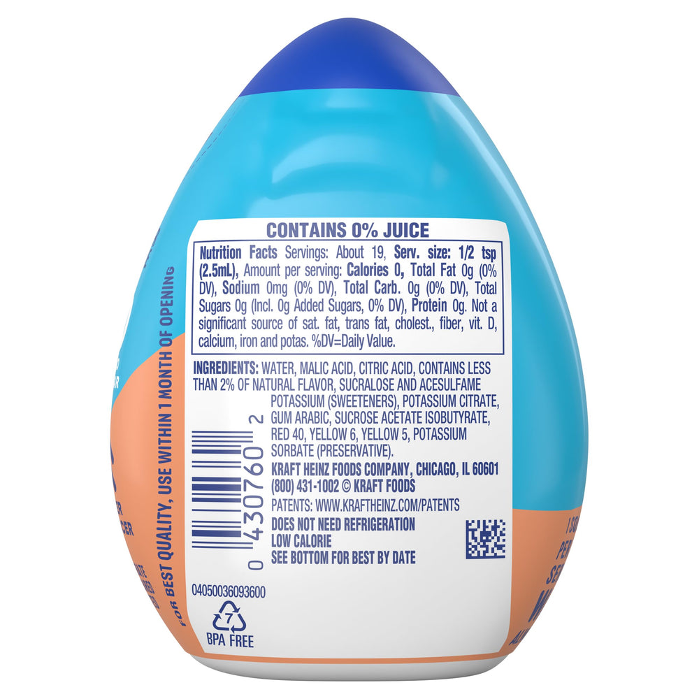 Hand squeezing Mio bottle into water for instant fruit flavor