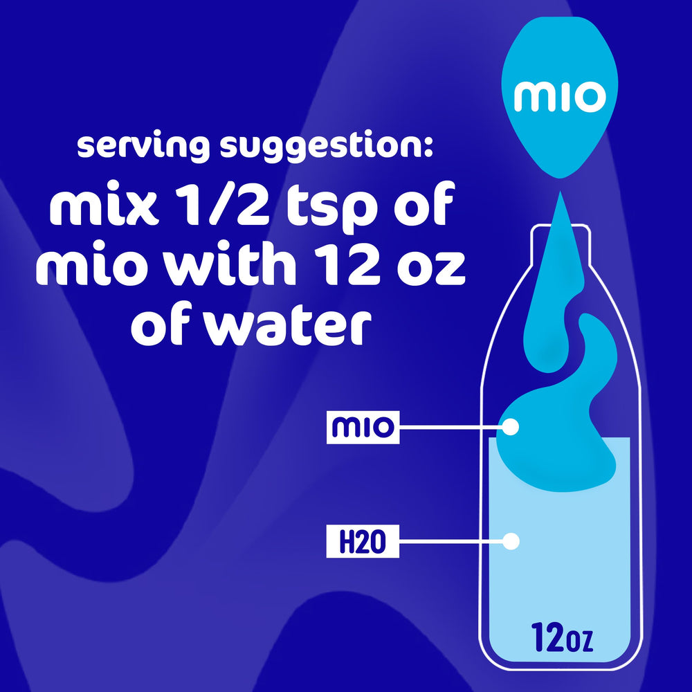 Mio mango peach label view showing natural flavors and facts